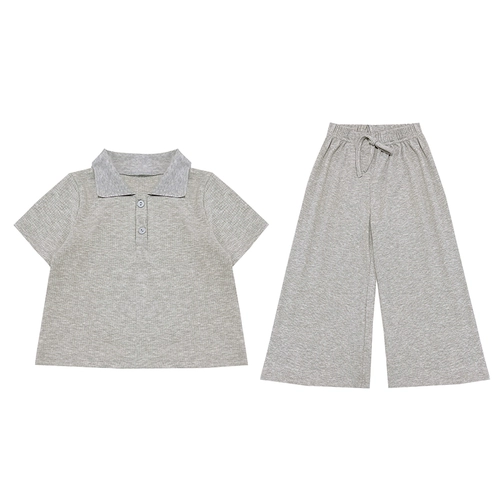 Футболка polo для отдыха, штаны, летний комплект, подходит для подростков, короткий рукав, в корейском стиле