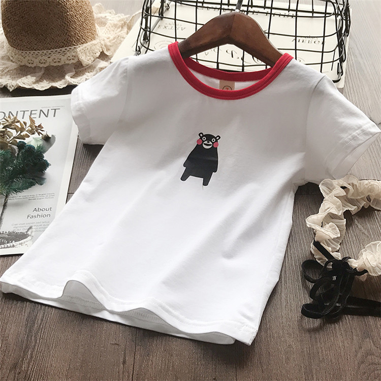 Cô gái mùa hè 2018 mới phim hoạt hình Hàn Quốc cá tính văn bản in ngắn tay T-Shirt trẻ em thời trang áo sơ mi