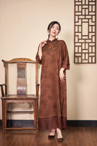 Hejin Yixia new limited high luxury 40m double-sided satin big jacquard hand embroidered improved cheongsam