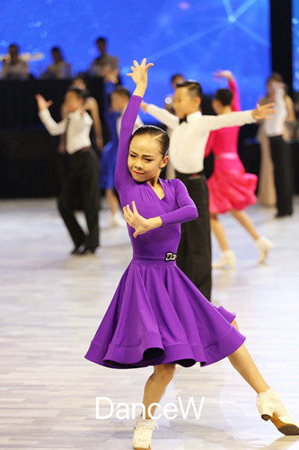 Dance Dance Advanced Customized Children Latin Dance Standard Competition Dress V-collar Net Red Dress Swing CBDF