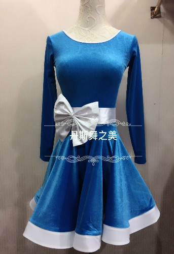 Female children Latin dance standards stipulate the competition to wear autumn and winter Korean suede big skirt hem imported fish bone belt butterfly knot