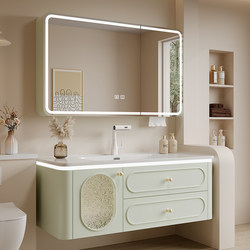 Classy French Oak Paint Ceramic All-in-One Basin Intelligent Combination Bathroom Cabinet Toilet Wash Wash Basin