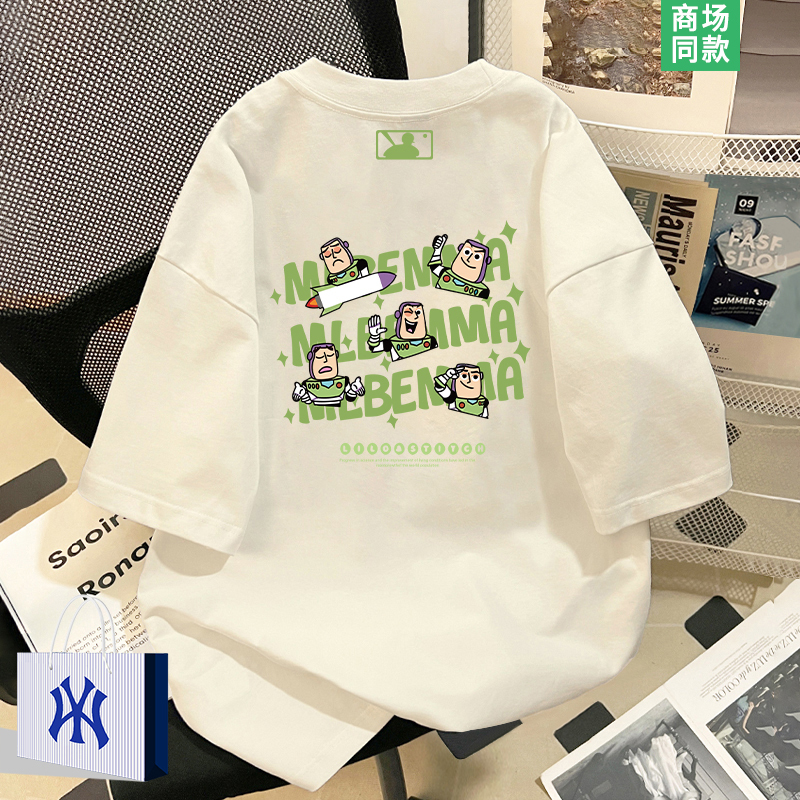 [Outlet] Buzz Lightyear Collaboration Short-Sleeve T-Shirt for Men, Popular Summer Style, Couple's Oversized Half-Sleeve Tee