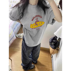 Pure Cotton Summer American-Style Regular Shoulder Short-Sleeve T-Shirt for Women 2025 New Design Niche Loose Trendy Brand Half-Sleeve Top
