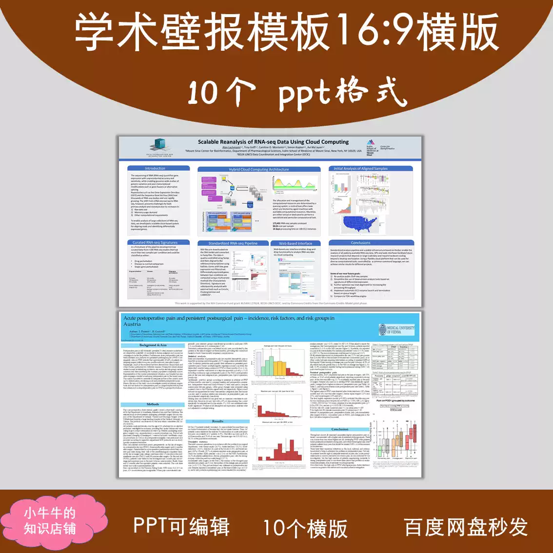 学术海报壁报模板poster会议墙报16:9横版10个PPT格式可编辑 英文