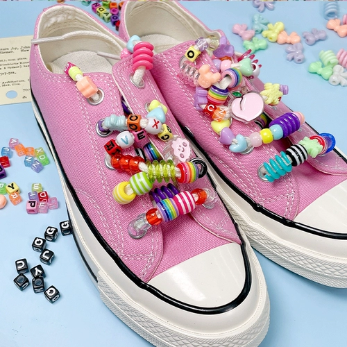 Акриловые бусины с буквами, аксессуар с бантиком, шнурки, аксессуары, в цветочек