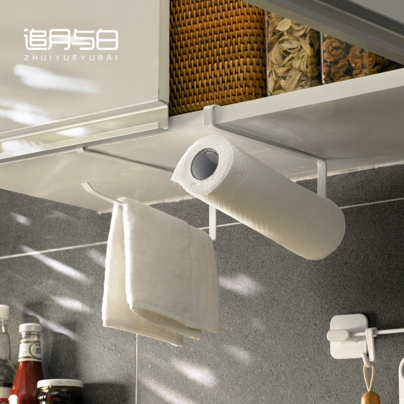Kitchen paper towel hanging rack with paper rack punch-free oil-absorbing paper hanging shelf cabinet roll paper special plastic wrap storage rack
