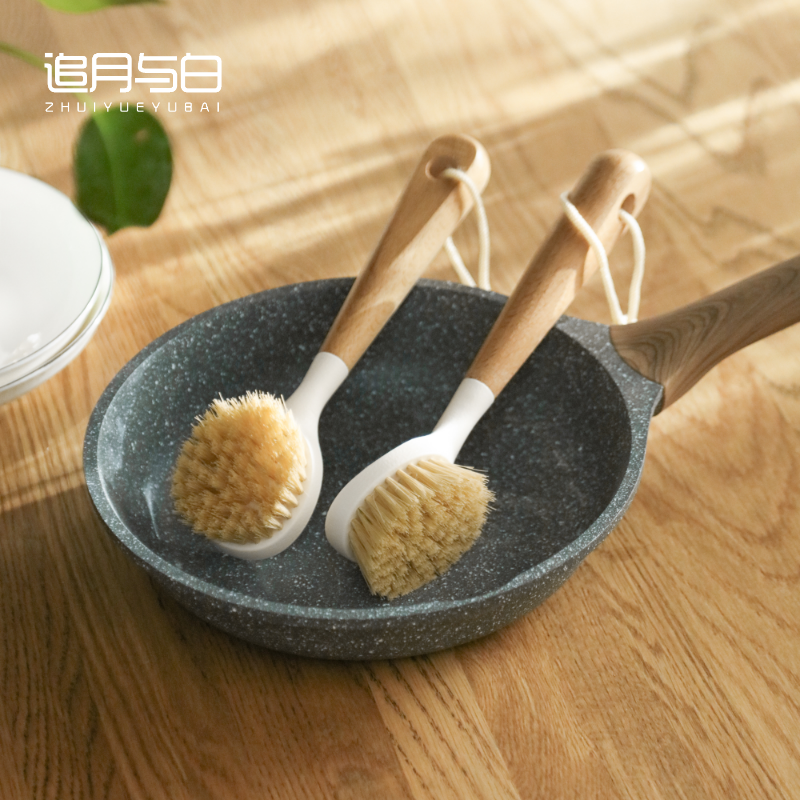 Home Kitchen Sword Hemp Long Handle Cleaning Brush Dishwashing Brush Beech Wood Wash Pan Brush Not Stained cleaning brush Sub-cleaning brush