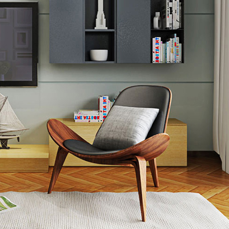 Modern simple solid wood curved board home living room with designer creative plane chair coffee casual new