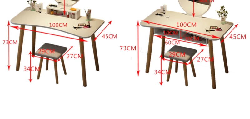 Bàn trang điểm phòng ngủ bàn trang điểm đơn giản tủ trang điểm căn hộ nhỏ cửa sổ bay lưới màu đỏ in gió bàn trang điểm kinh tế - Bàn bàn làm việc nhỏ