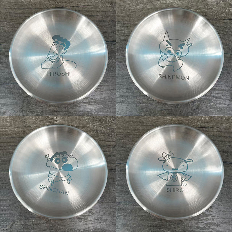 304 Korean-Style Cartoon Shin-Chan Stainless Steel Plate Round Plate Multi-Functional Plate Barbecue Plate Tray Cute Picnic Plate