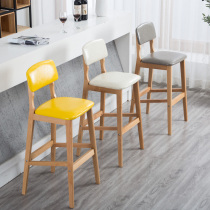 Nordic retro solid wood bar chair bar stool cafe casual creative bar stool American home tall chair