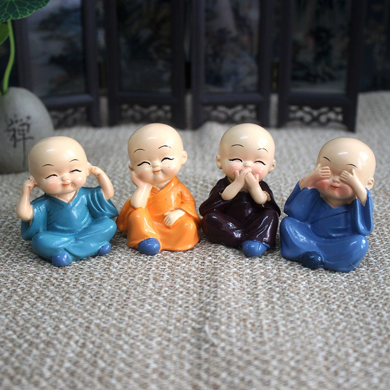 Đồ trang trí xe hơi, bốn không nhà sư, búp bê hoạt hình xe hơi, đồ trang trí cho người mới tu, đồ dùng nội thất xe hơi, đồ thủ công bằng nhựa - Ô tô nội thất Accesseries