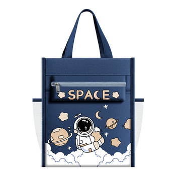 Astronaut cram school bag primary school student handbag carrying book bag boy homework file bag zipper storage bag large capacity canvas cram school bag girls cram school bag children learning art bag