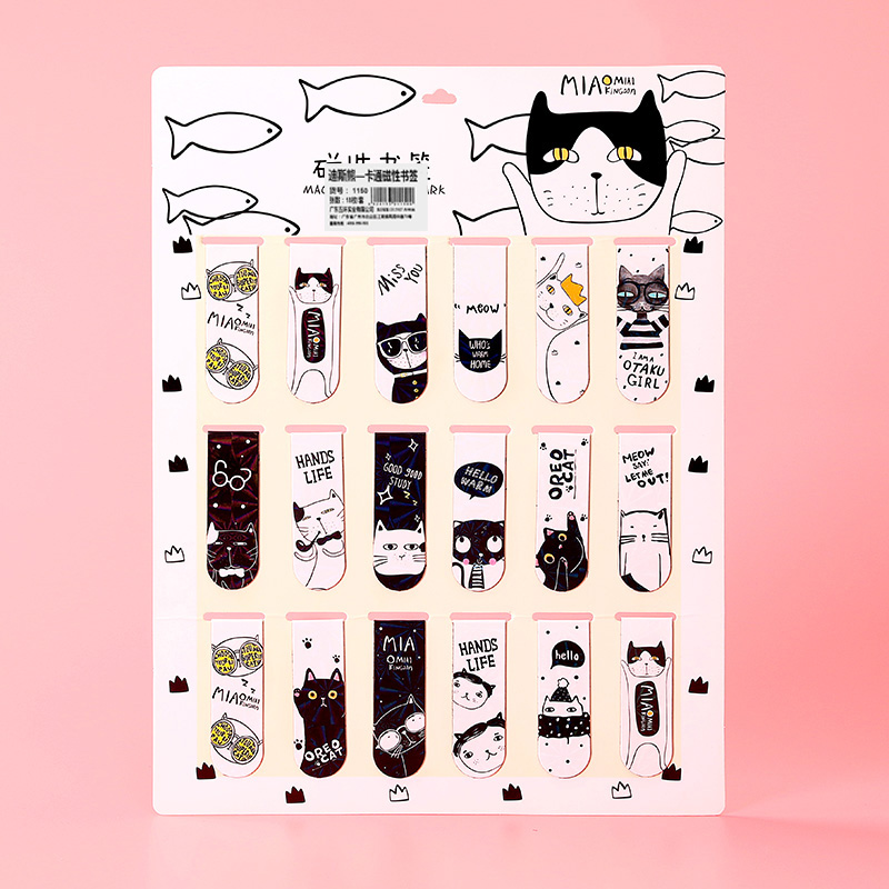[Cat] 18 Bookmarks18 individual Cartoon magnetic bookmark Paper two-sided lovely Ancient style bookmark originality like a breath of fresh air pupil use exquisite bookmark children comic magnet bookmark Luminous prize Bookcase literature gift