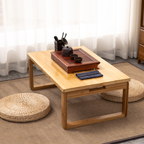 Small table folding Japanese tatami tea table small coffee table Kang table low table solid wood sitting bedroom floating window table