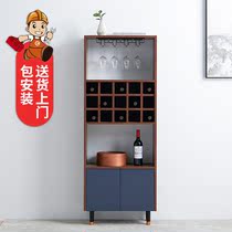 Solid Wood Red Wine Cabinet small family Dining Room Side Cabinet Home Floor Leaning Wall Wine Containing Storage Display Cabinet