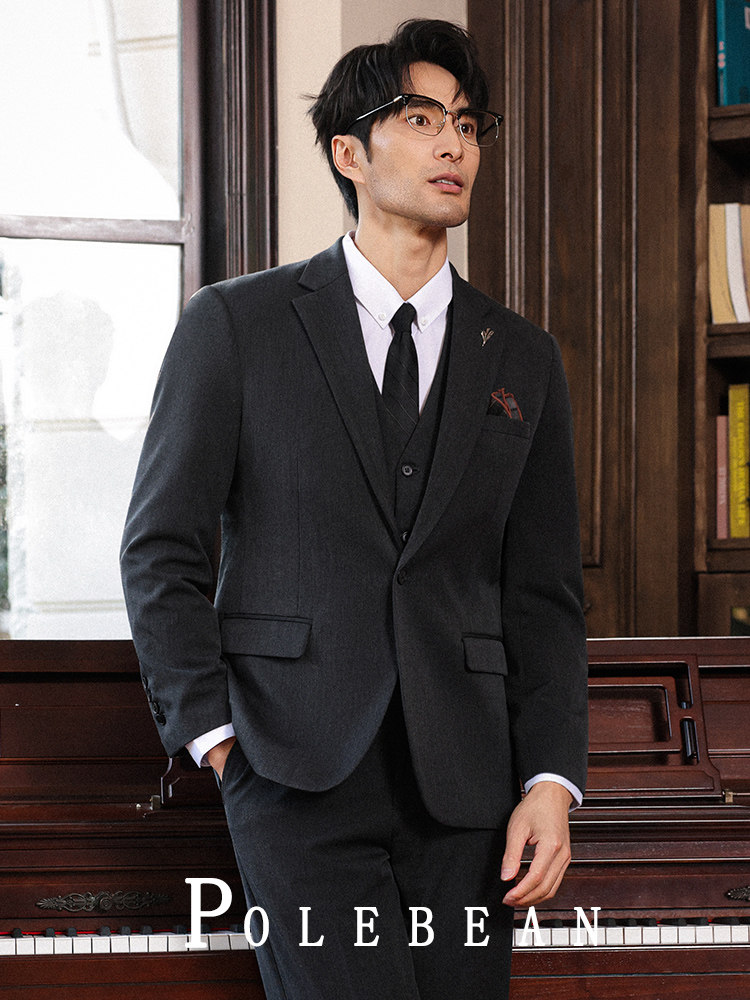 Groom's Slim-Fit Korean-Style Suit, Men's Wedding High-End Three-Piece Formal Suit, Wedding Banquet Business Attire, Plus-Size Suit