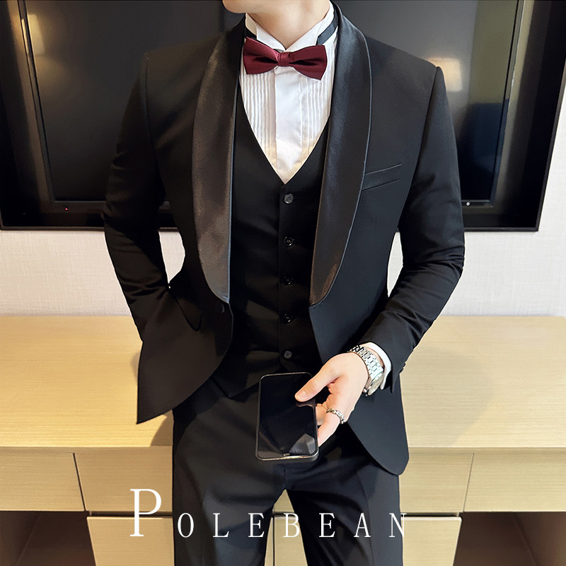 新郎西服套装男士英伦修身韩版西装结婚两件套婚礼塔士多晚礼服男,穿出你的绅士范儿!💍-西服套装-淘宝好物网