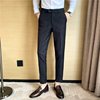 Autumn Striped Men's Suit Pants Casual Slim Fit Business Formal Black Dress Pants Men's Korean Style Trendy