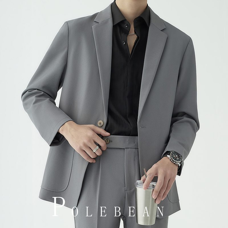 Men's Suit Set, High-End Casual Loose Drape Jacket, Korean Style Trendy Spring and Autumn Light Mature Style Blazer