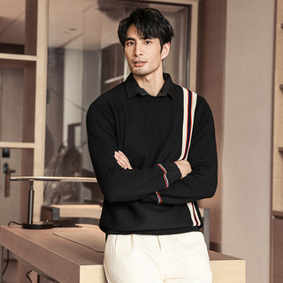 Men's Fall/Winter Layered Shirt with Fake Two-Piece Collar, Long-Sleeve Top, High-End Knit Sweater, Base Layer Shirt for Men