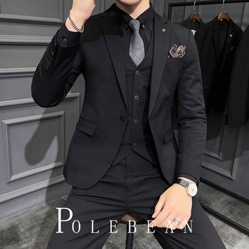 Groom's Business Casual Korean Style Slim Fit Three-Piece Suit Wedding British Style Wedding Professional Formal Wear Men's Suit Suit