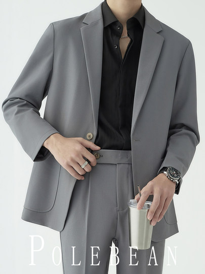 Men's Suit Set, High-End Casual Loose Drape Jacket, Korean Style Trendy Spring and Autumn Light Mature Style Blazer