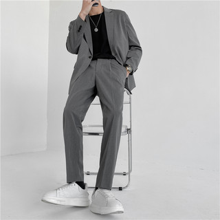 韩版休闲西装男秋冬季新款高级感帅气宽松轻熟风西服套装外套上衣