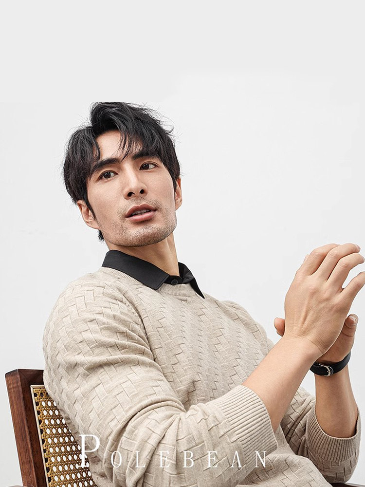 Warm Sweater for Men, Faux Two-Piece, Fleece-Lined, Thickened, Shirt Collar, Long-Sleeved, Winter Men's Spring and Autumn Knitwear, Trendy