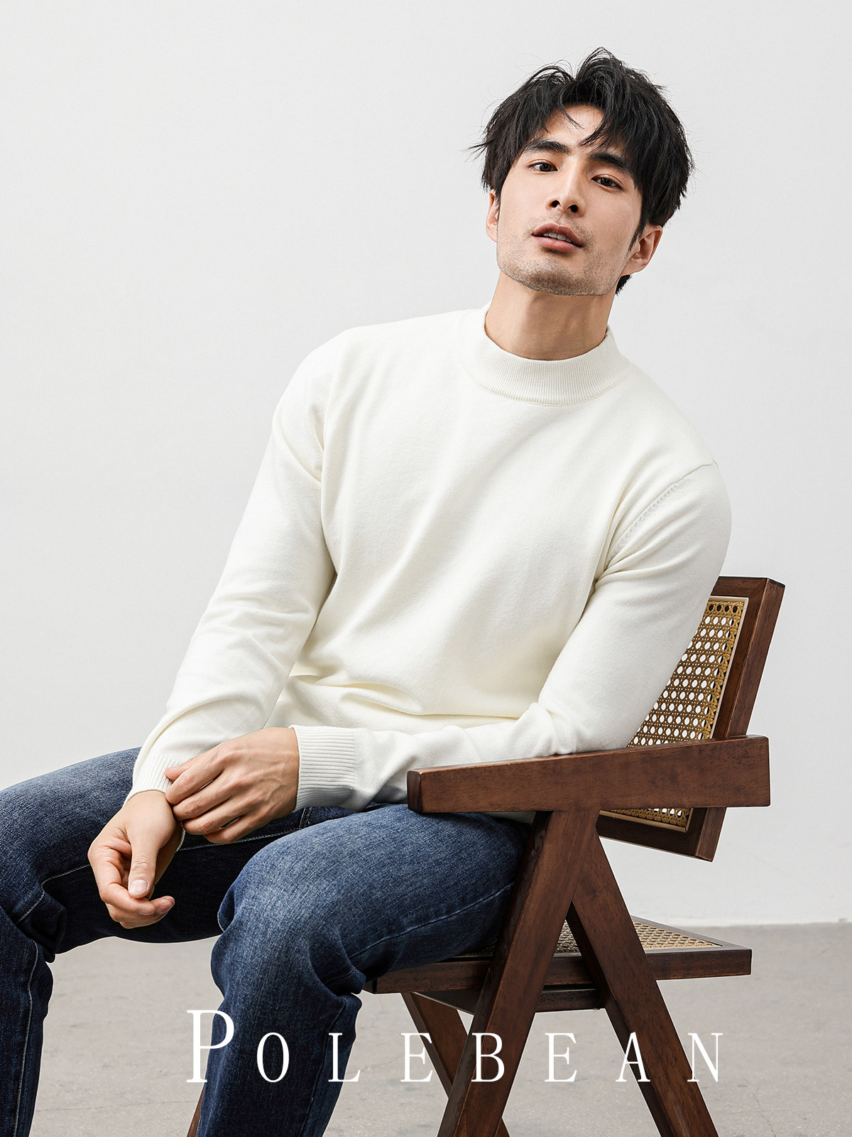 Autumn and Winter Half-Turtleneck Sweater for Men, Fleece-Lined and Thickened, Black Business Style, Korean Trendy Warm Base Layer Wool Knitwear