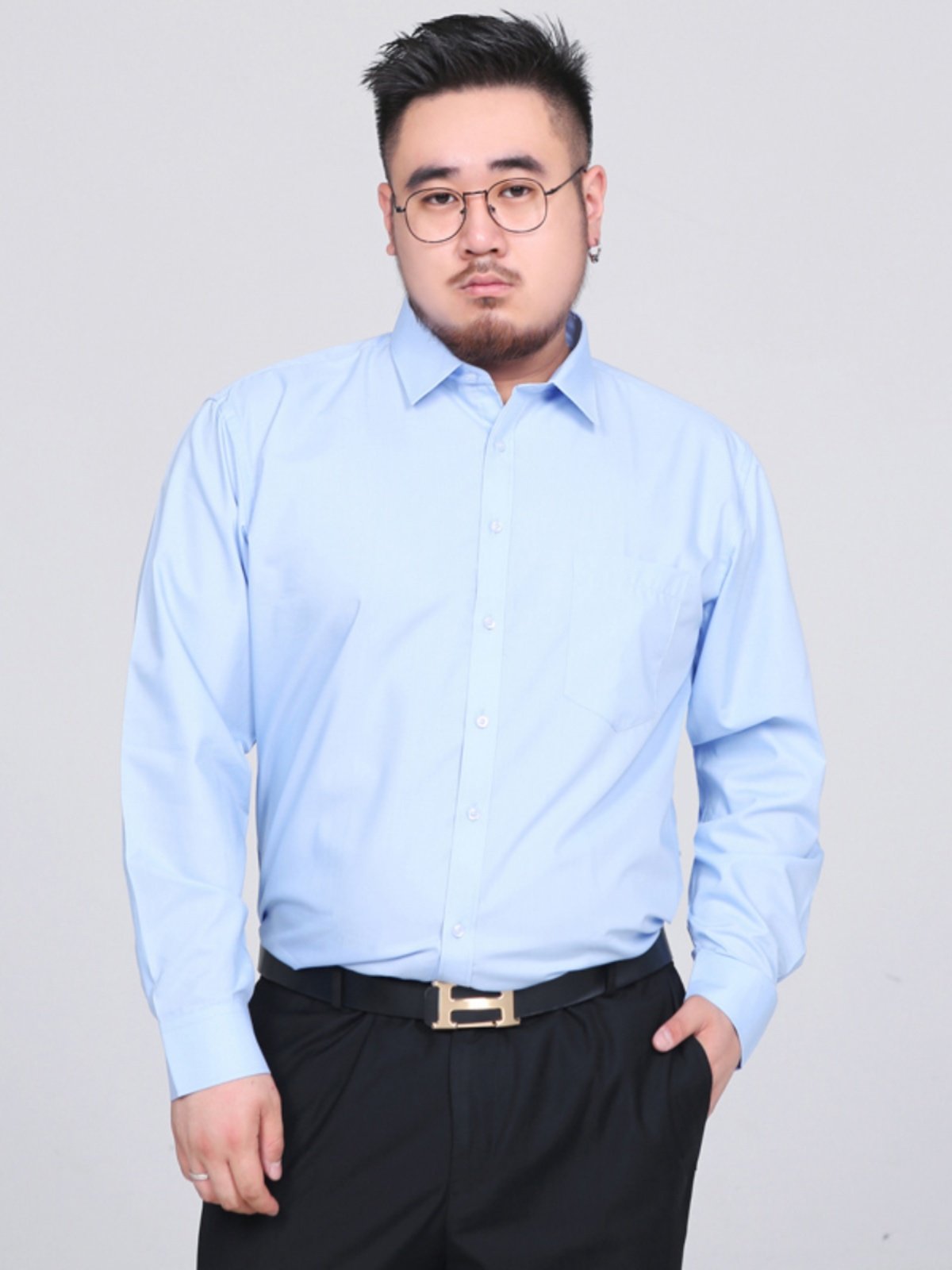 Plus-Size Men's Business Casual Comfortable Breathable Formal Long-Sleeve White Shirt, Extra Large Short-Sleeve Shirt