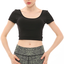 Flower color discount YU with cushion short sleeve gym dress woman with beautiful back yoga short sleeve running sports training blouses