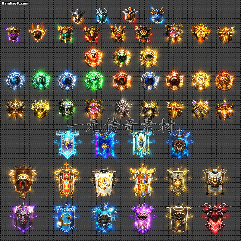Legendary Jewelry Materials, Retro, Special Four-Frame Shield and Flag Animation - 50 Sets