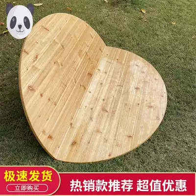 Folding household solid wood human countertop turntable thickened large round table panel 10 round folded simple dining table 20 hotel
