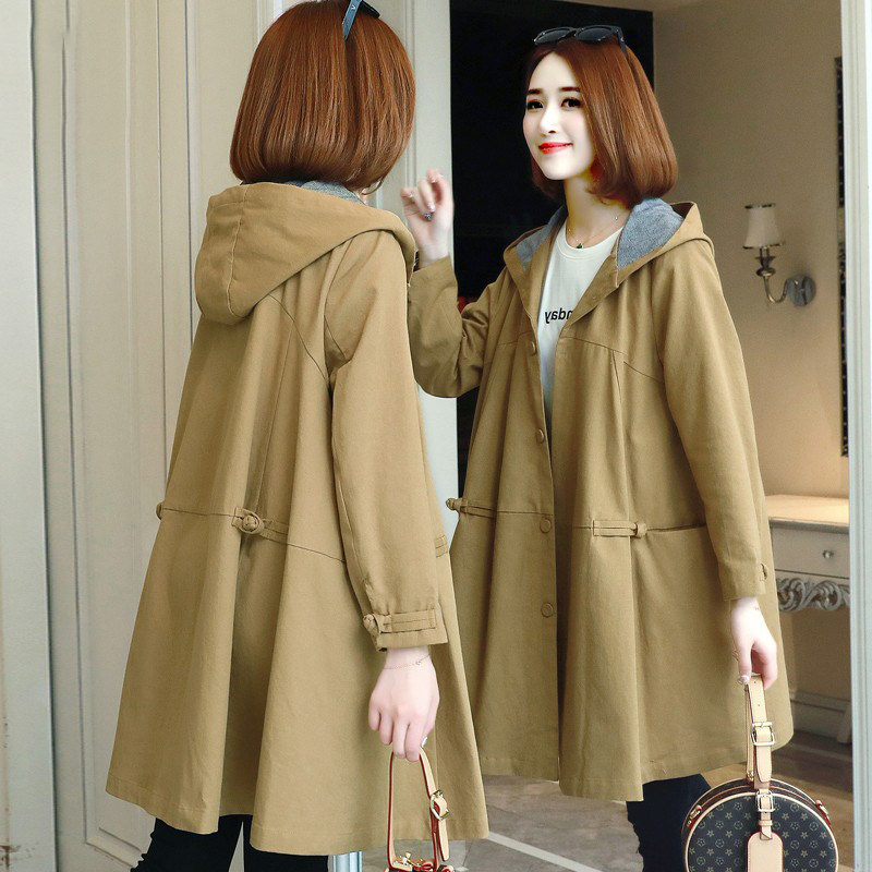 The wind coat lady little lady jacket loose casual spring new 2021 pop women's medium long version of the great dress damp