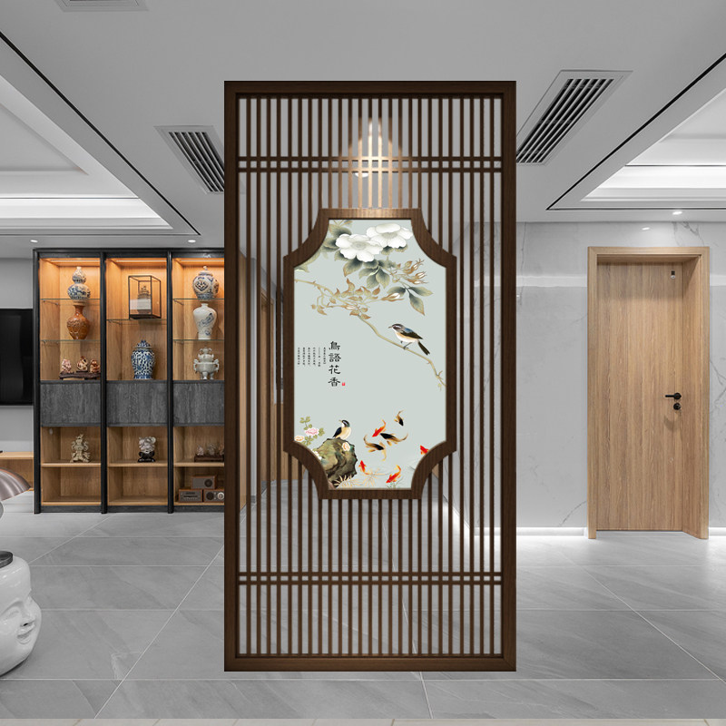New Chinese Screen Partition Living Room Minimalist Modern Office Suxuan Cabinet Entrance Decorated Solid Wood Grilles Barrier Barrier
