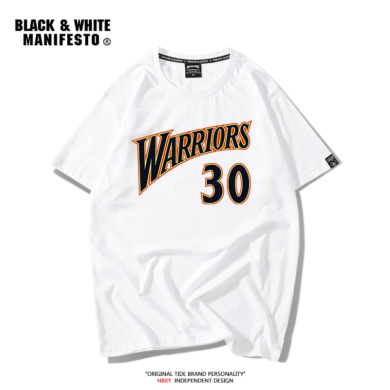 Jinzhou Warriors Retro Commemorative T-Shirt Curry No. 30 Basketball Sports Casual Trendy Cotton Short Sleeve Large Size Loose