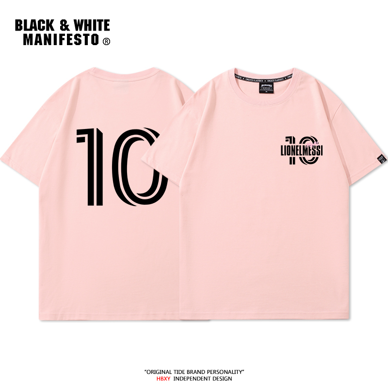 Messi No. 10 T-Shirt Short-Sleeved Miami International Football Commemorative Merchandise Loose Casual Clothing Summer Trendy Men's Wear
