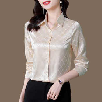 Heavyweight silk shirt women's 2022 spring new high-end big-name foreign style long-sleeved fashion all-match mulberry silk top