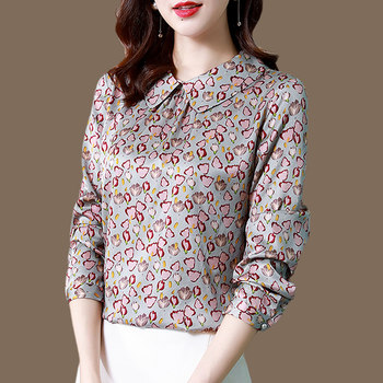 Hangzhou heavy silk shirt women's 2021 autumn new authentic mulberry silk long-sleeved fashion temperament all-match shirt