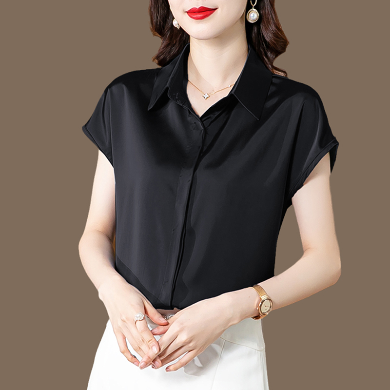 Black Heavy Silk Shirt for Women, 2026 Summer New Style, Solid Color Satin Business Attire, Mulberry Silk Sleeveless Top