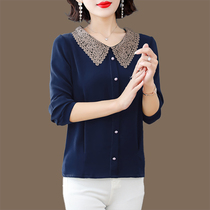Mid-aged womens clothing undershirt long sleeve T-shirt 2022 fall new foreign air chic 40 year old fashion 100 lap blouses