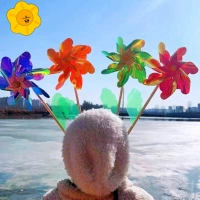 18 см красочный ветряная мельница-семь лист*3