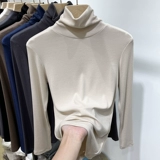 Осенний приталенный приятный телу черный лонгслив, в западном стиле