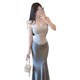 Pure Desire Hot Girl Suit Dress Royal Sister Fishtail Skirt Long Skirt Grey Sexy Summer Women's Two-piece Set