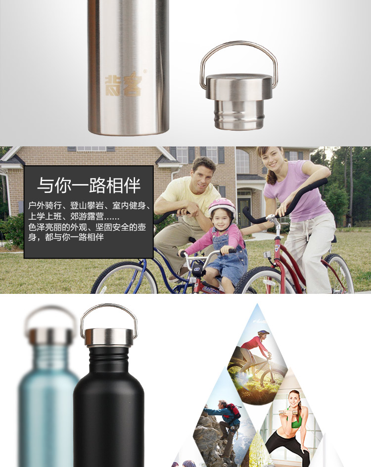 Trở lại khách hàng công suất lớn 304 thép không gỉ thể thao chai 1000 ML leo núi du lịch tập thể dục duy nhất hai lớp siêu ánh sáng binh nuoc the thao