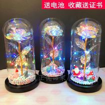 Birthday gift lamp glass cover Forever Flower luminous rose gift box Valentines Day to send boys girlfriends and girlfriends