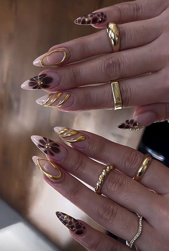 Silver Pyramid Wearable Nails Melard Style Leopard Print High-End Elegant Whitening ins Fake Nail Patch Finished Product