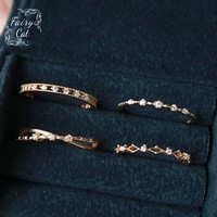 Galaxy Star Line Japanese light luxury nojes* same style ring slim daily versatile zircon ring 925 silver gold plated